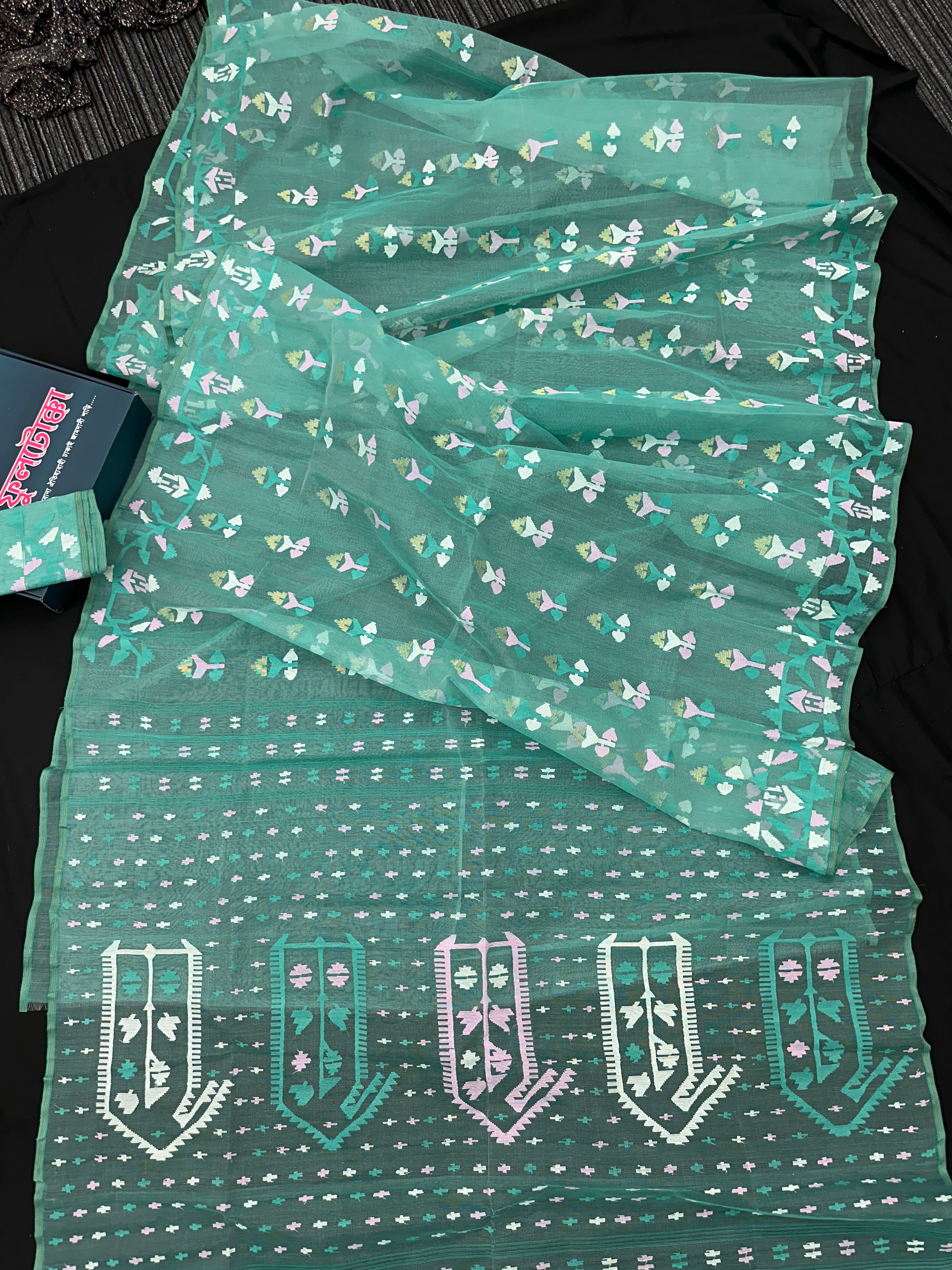 Light Blue Jamdani 84 Count with Blouse