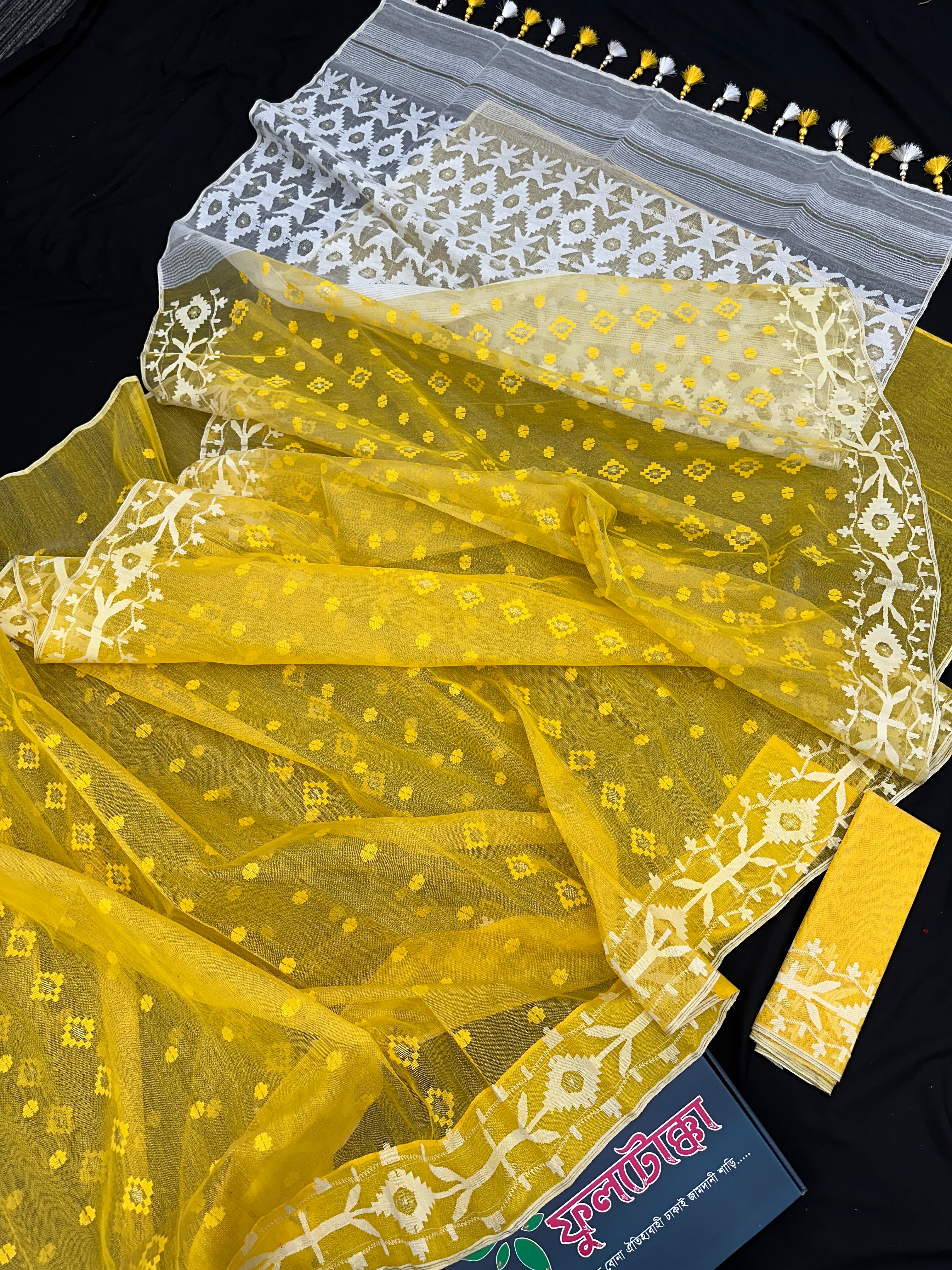Gorgeous Yellow Jamdani Saree 84 Count with Blouse