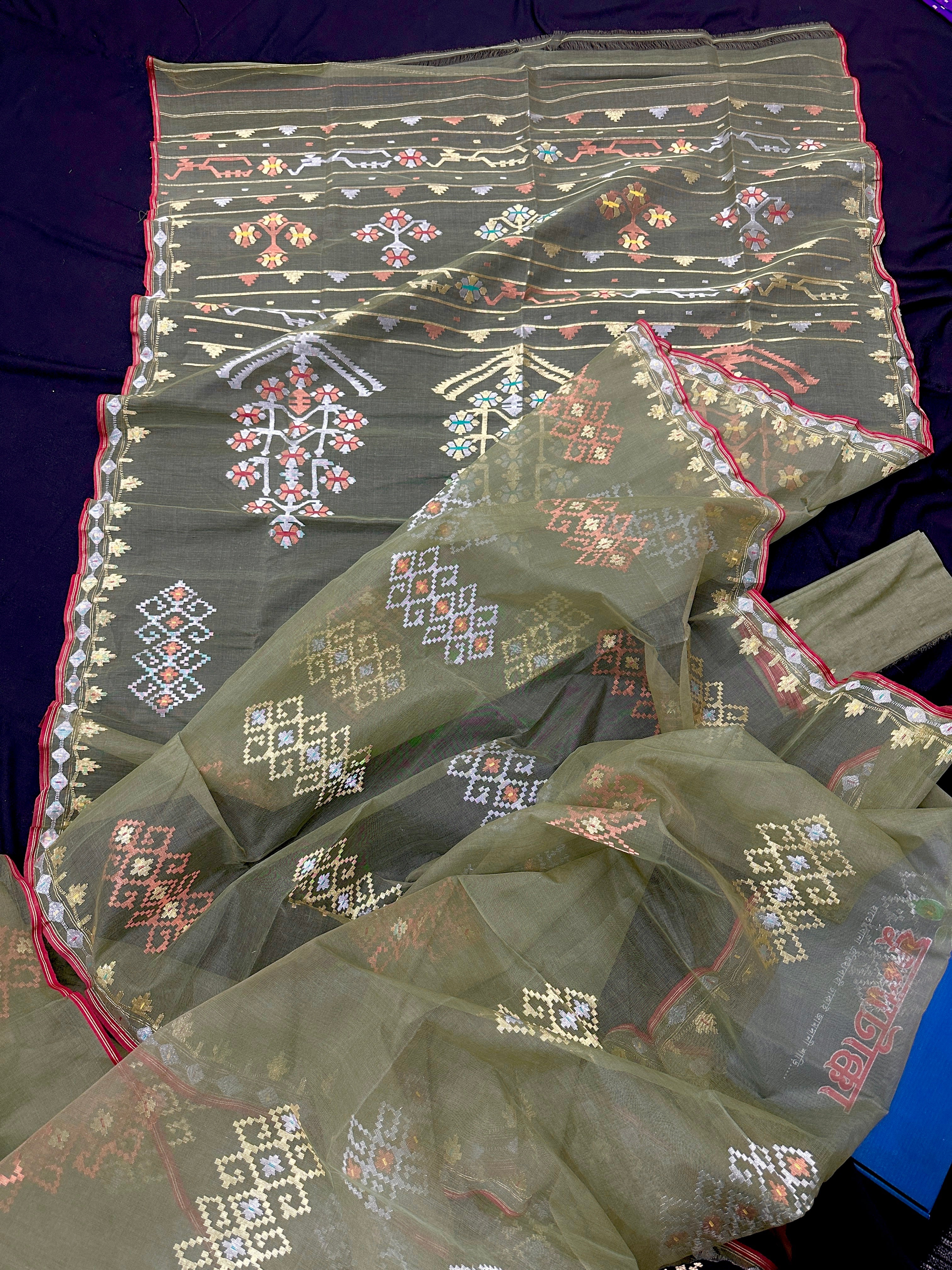 Elegant colour Handloom jamdani saree