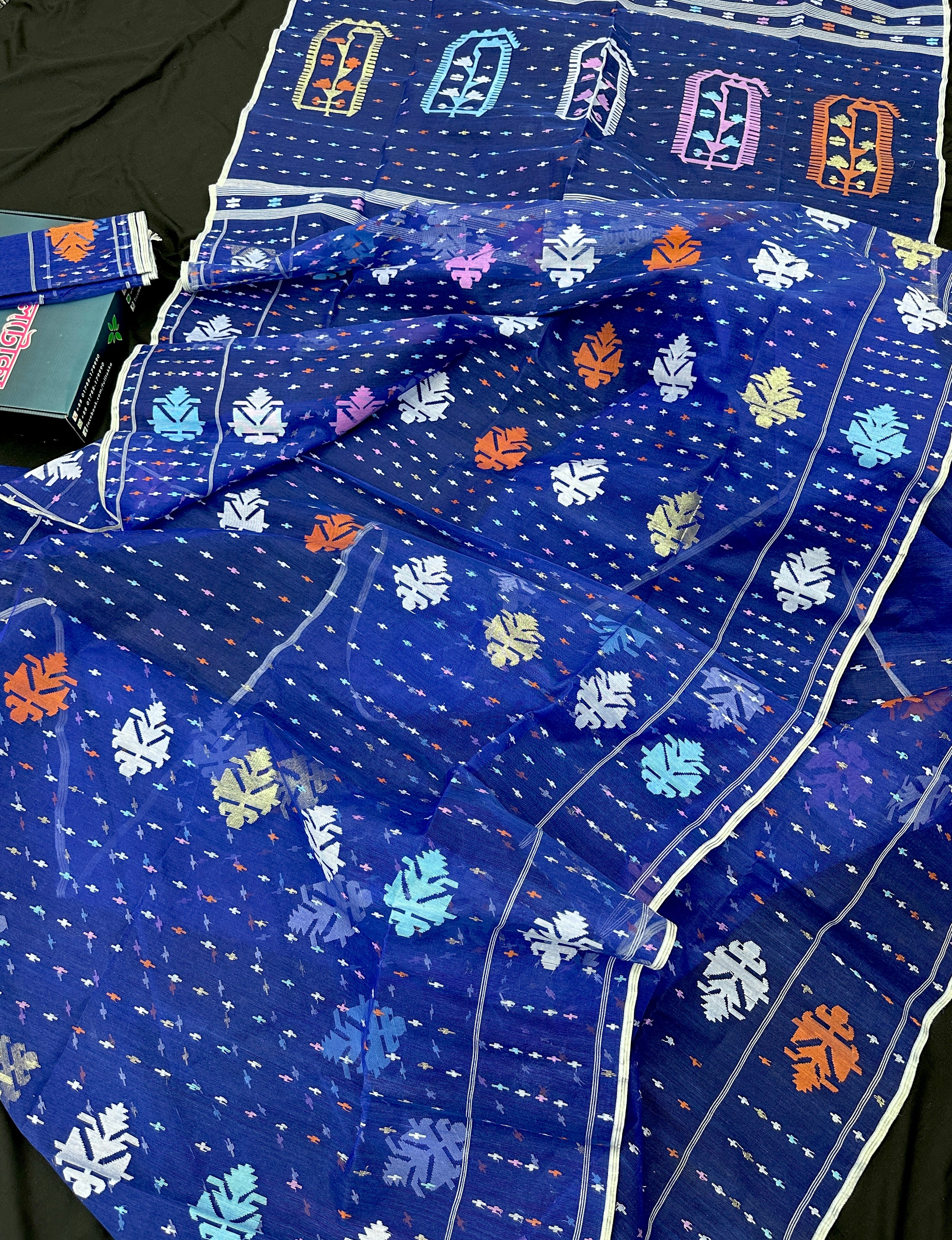 Blue Jamdani Saree - An Uncommon Work.