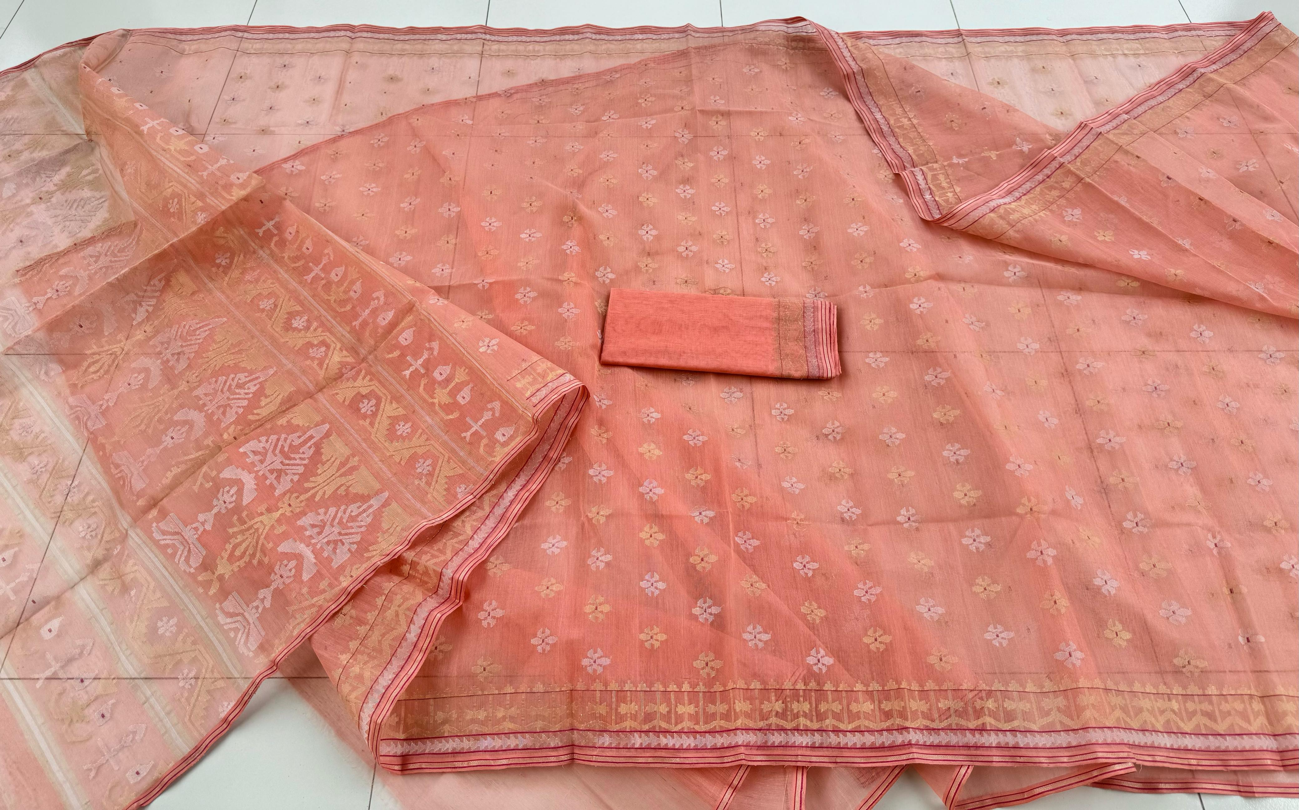 Exclusive Peace Colour Jamdani Saree.