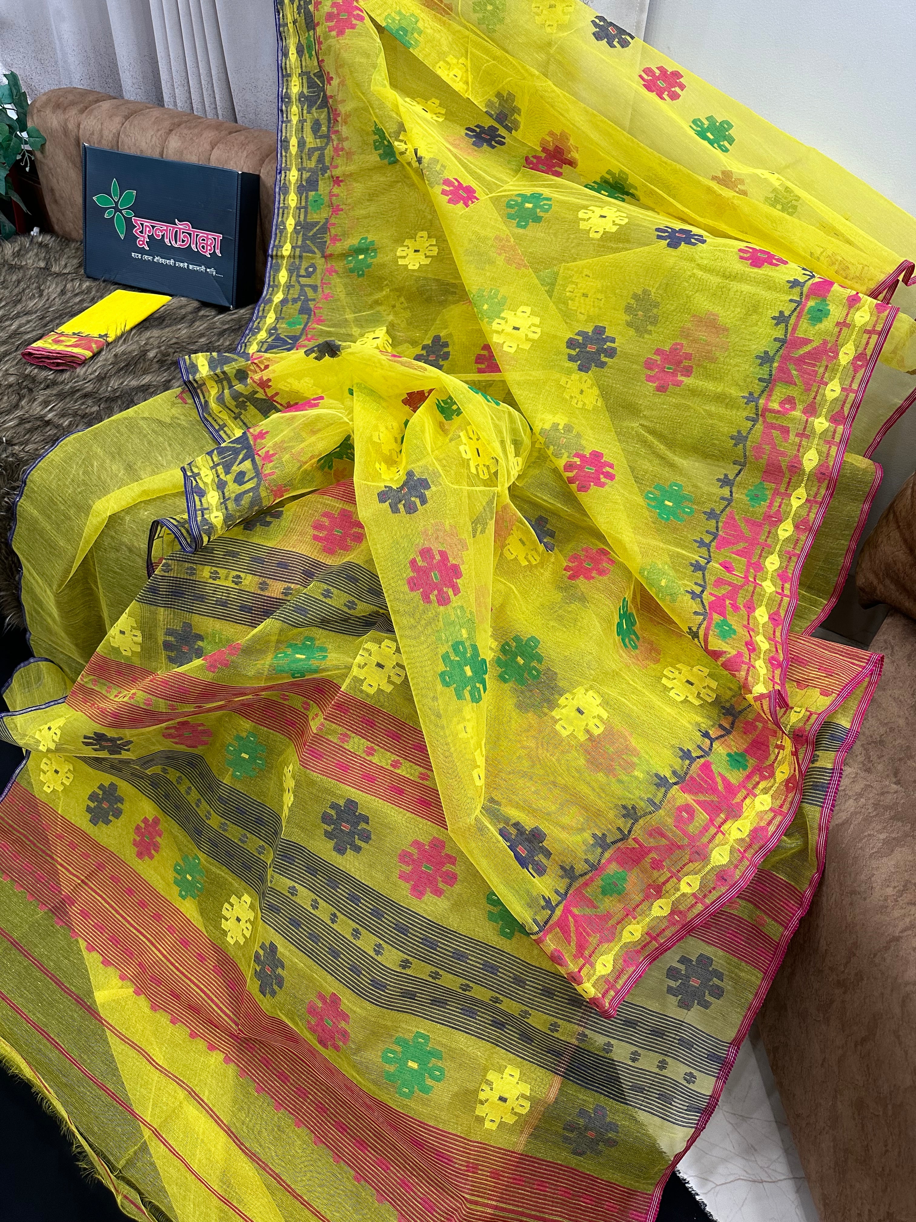 YELLOW WITH MULTI JAMDANI.