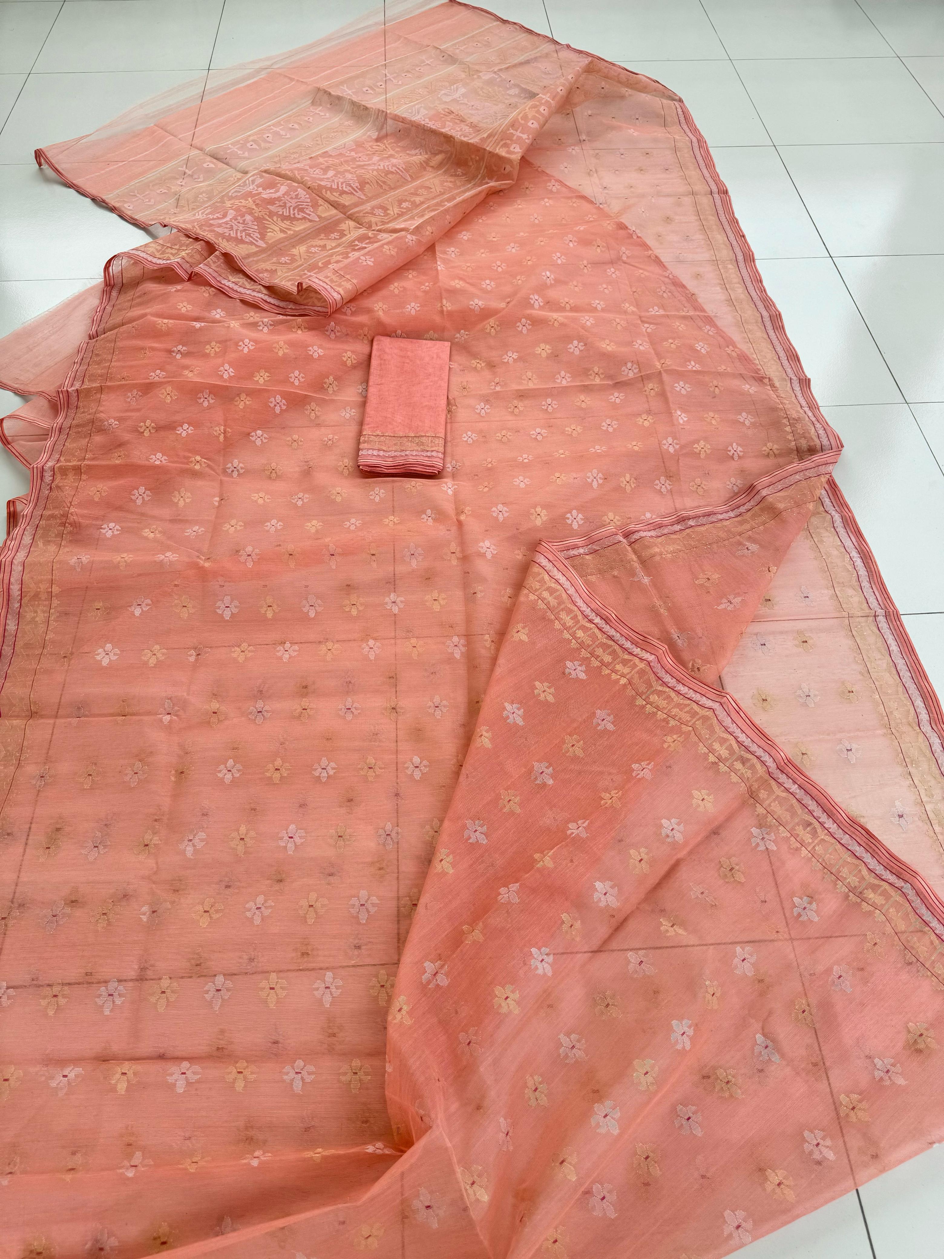 Exclusive Peace Colour Jamdani Saree.