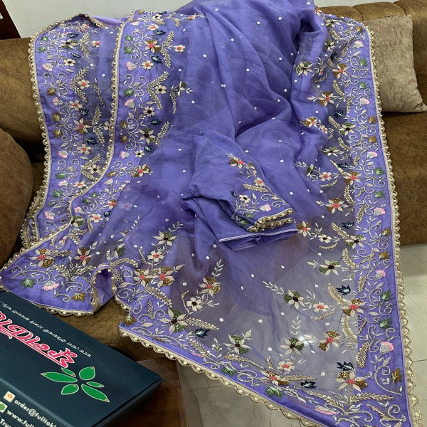 Light Blue Muslin Saree