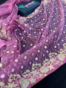 Pink Muslin Saree
