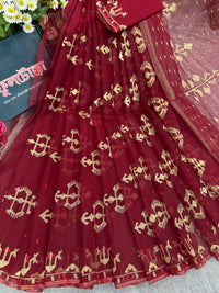 Maroon jamdani