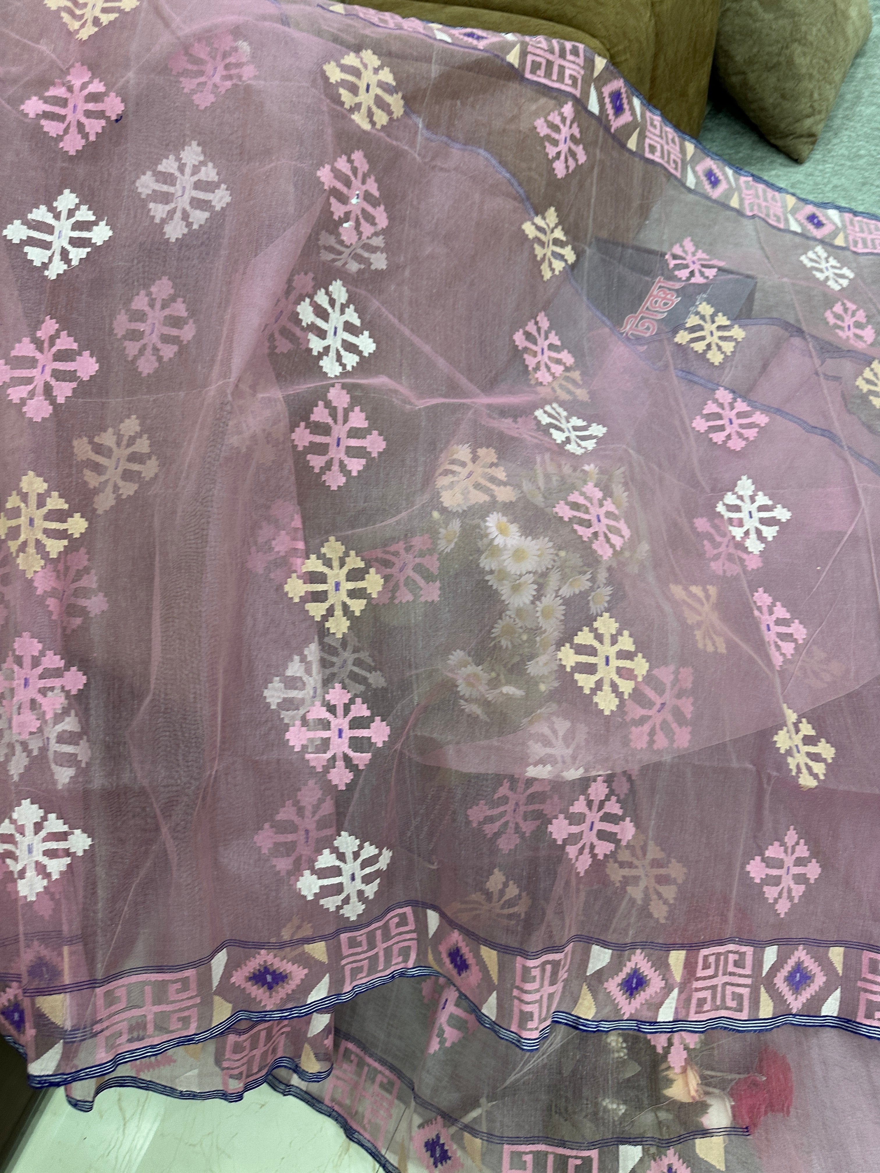 pink jamdani