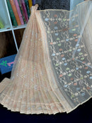 Pearl golden exclusive halfsilk jamdani saree with golden silver & copper jori work