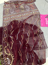 Maroon jamdani