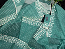 Mint cotton jamdani saree with white threads work all over work and blouse piece.