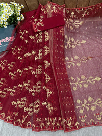 Maroon jamdani