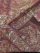 Nude Onion Exclusive Dhakai Jamdani saree with golden silver & copper jori work.