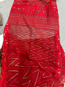 Red budget range halfsilk handloom jamdani saree with blouse piece