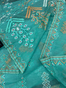 Ice blue exclusive halfsilk jamdani saree all over threads work