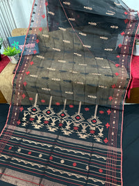 BLACK WITH RED BORDER JAMDANI