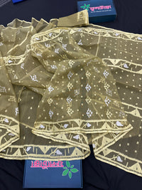 Unique colour Handloom Dhakai jamdani saree jamdani
