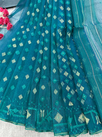 Sea green jamdani