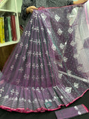 Dual Toned Original Handloom Halfsilk Dhakai Jamdani Saree With Silver Jori Work