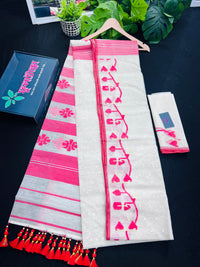 White & Red Original Handloom Cotton Dhakai Jamdani