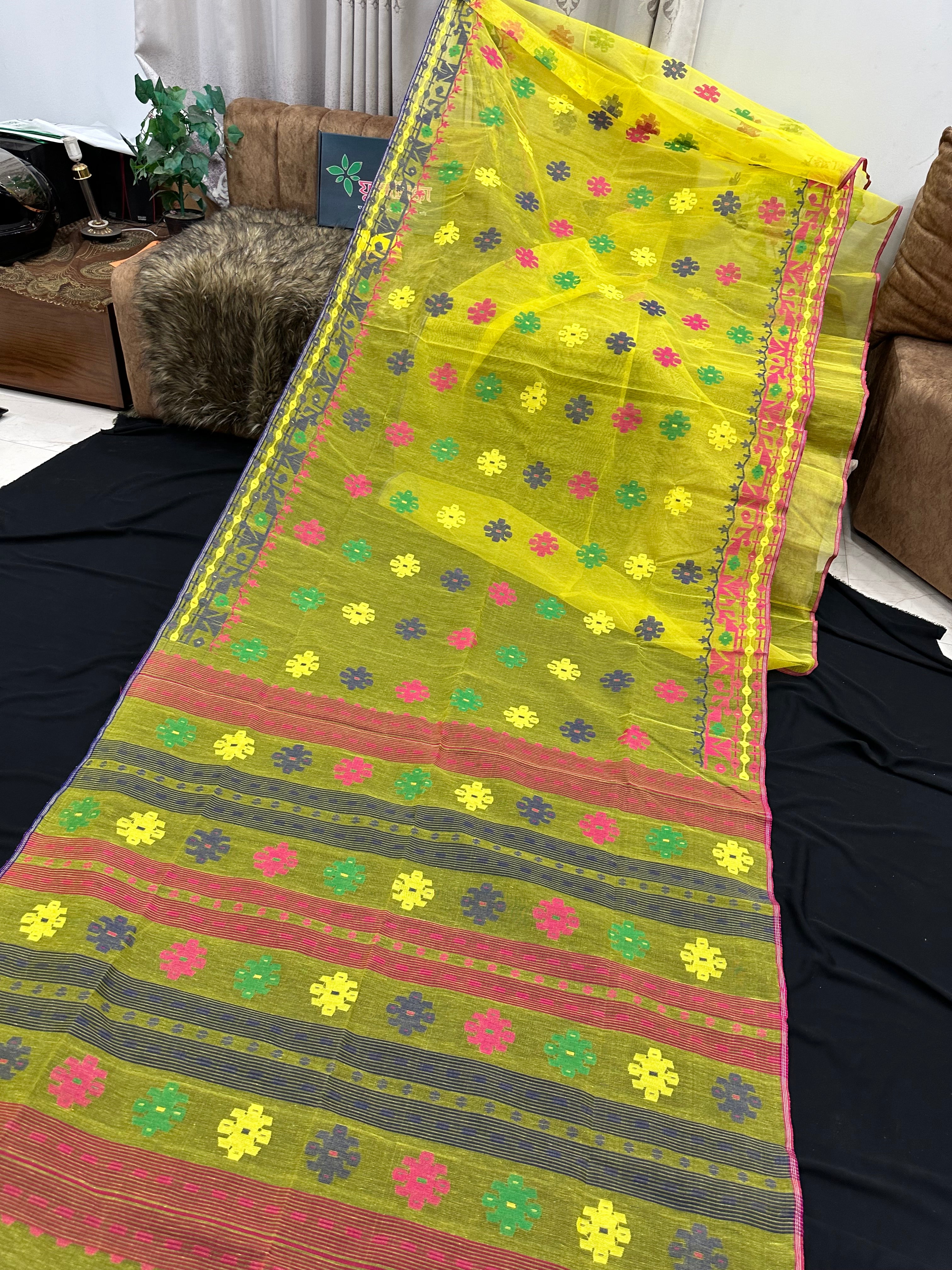 YELLOW WITH MULTI JAMDANI.