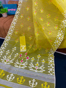 Yellow Jamdani Saree Is Expertly Crafted.