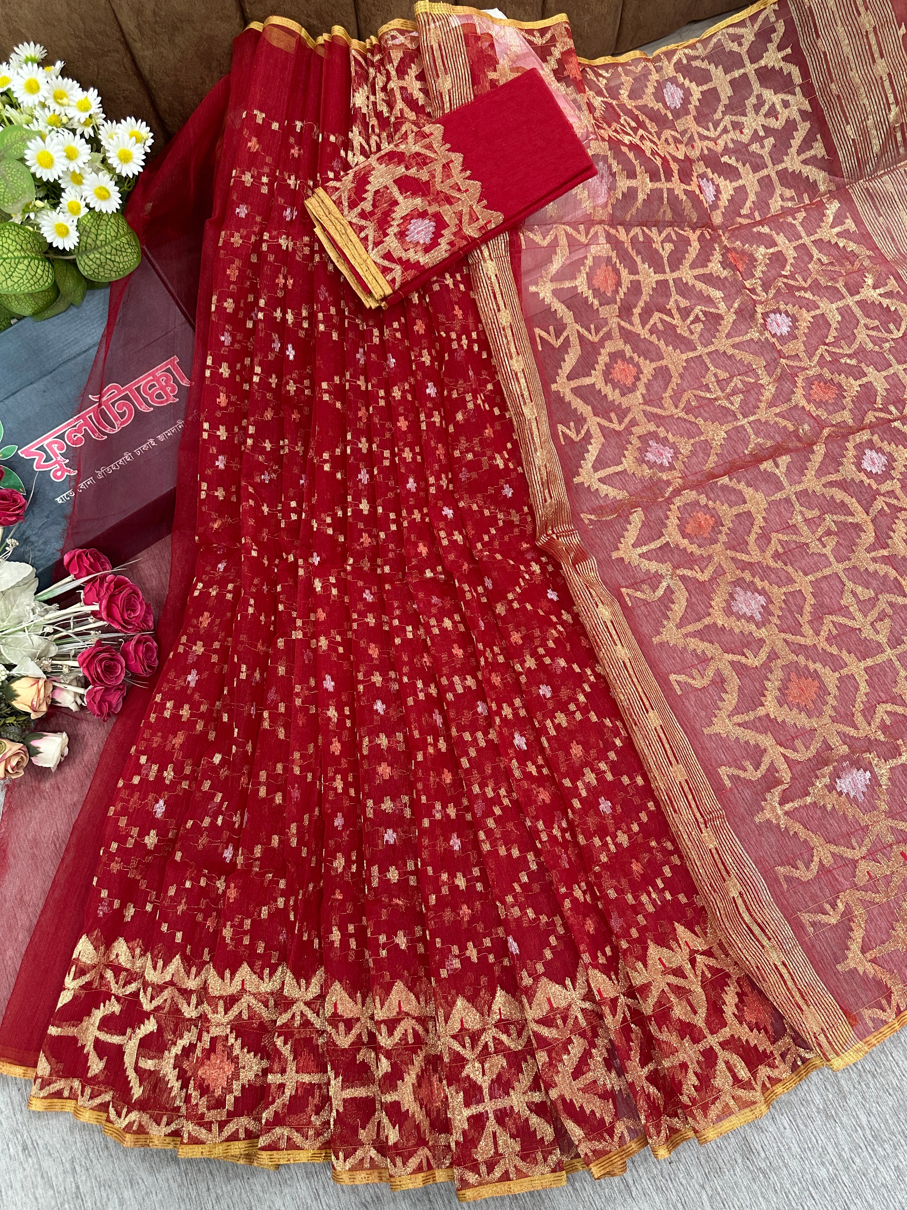 Bridal Red jamdani