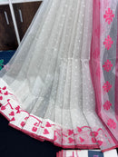 White & Red Original Handloom Cotton Dhakai Jamdani