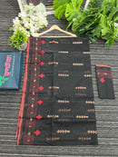 Black halfsilk jamdani saree with red paar and copper jori work
