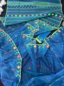 Sea Green Original Handloom Dhakai Jamdani With Orange Green & Yellow Threads Work