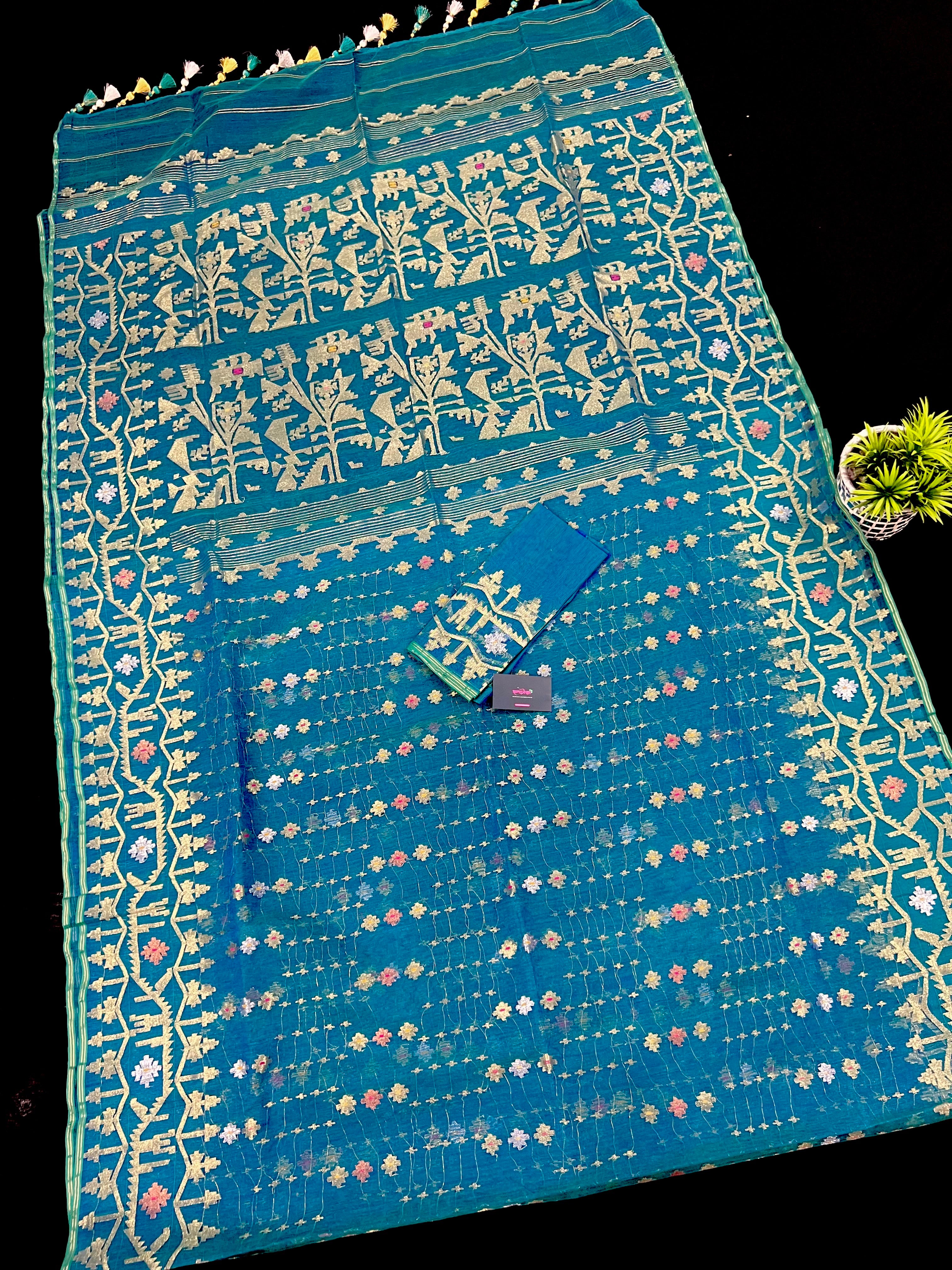 SEE BLUE DUAL TONED JAMDANI