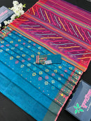 Ganga jamuna design handloom original dhakai jamdani saree with multiple threads work