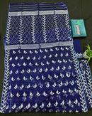 Navy blue jamdani saree with silver jori work soft threads all over work.