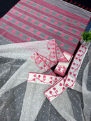 White & Red Original Handloom Cotton Dhakai Jamdani