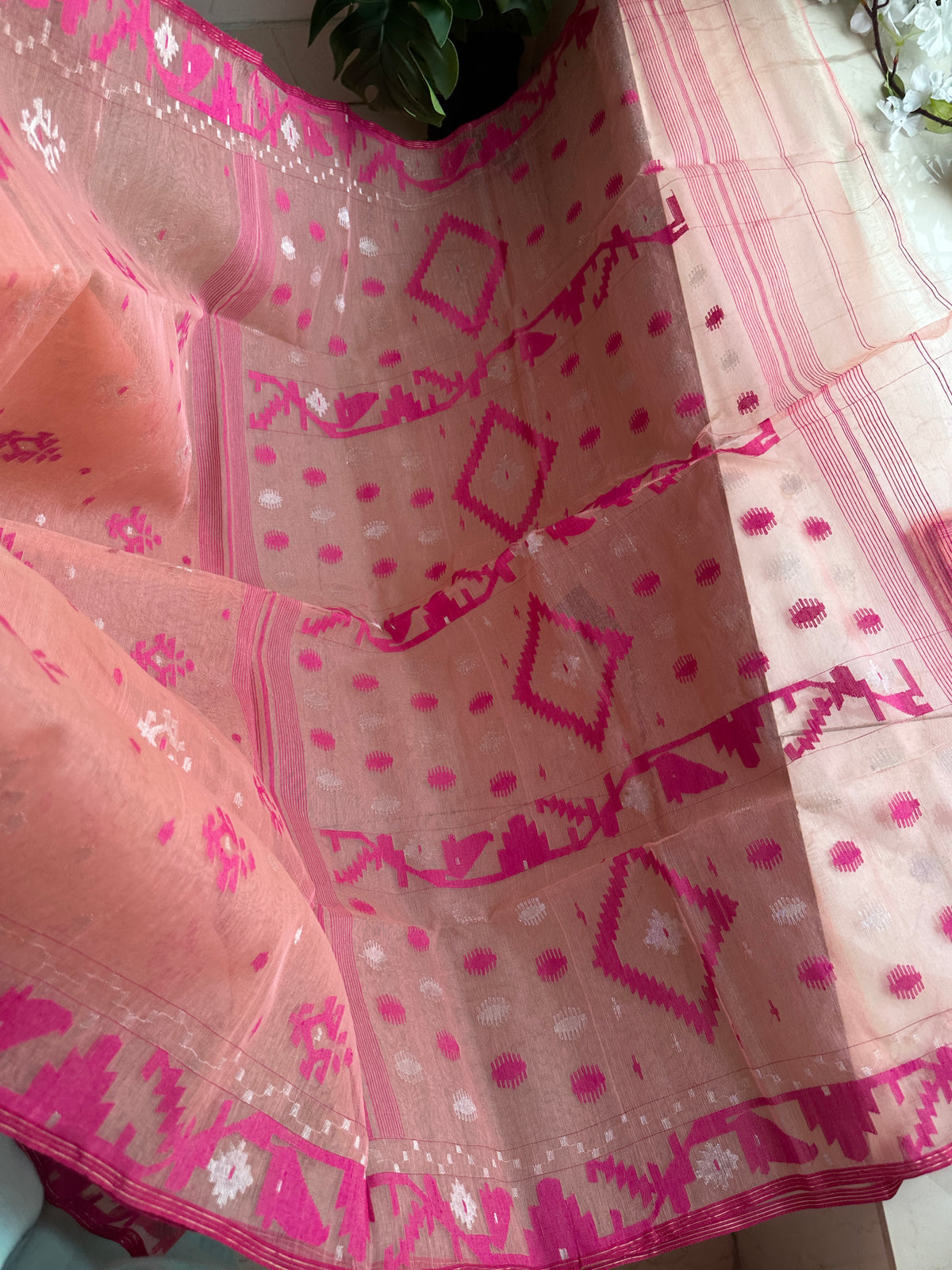 Pink jamdani