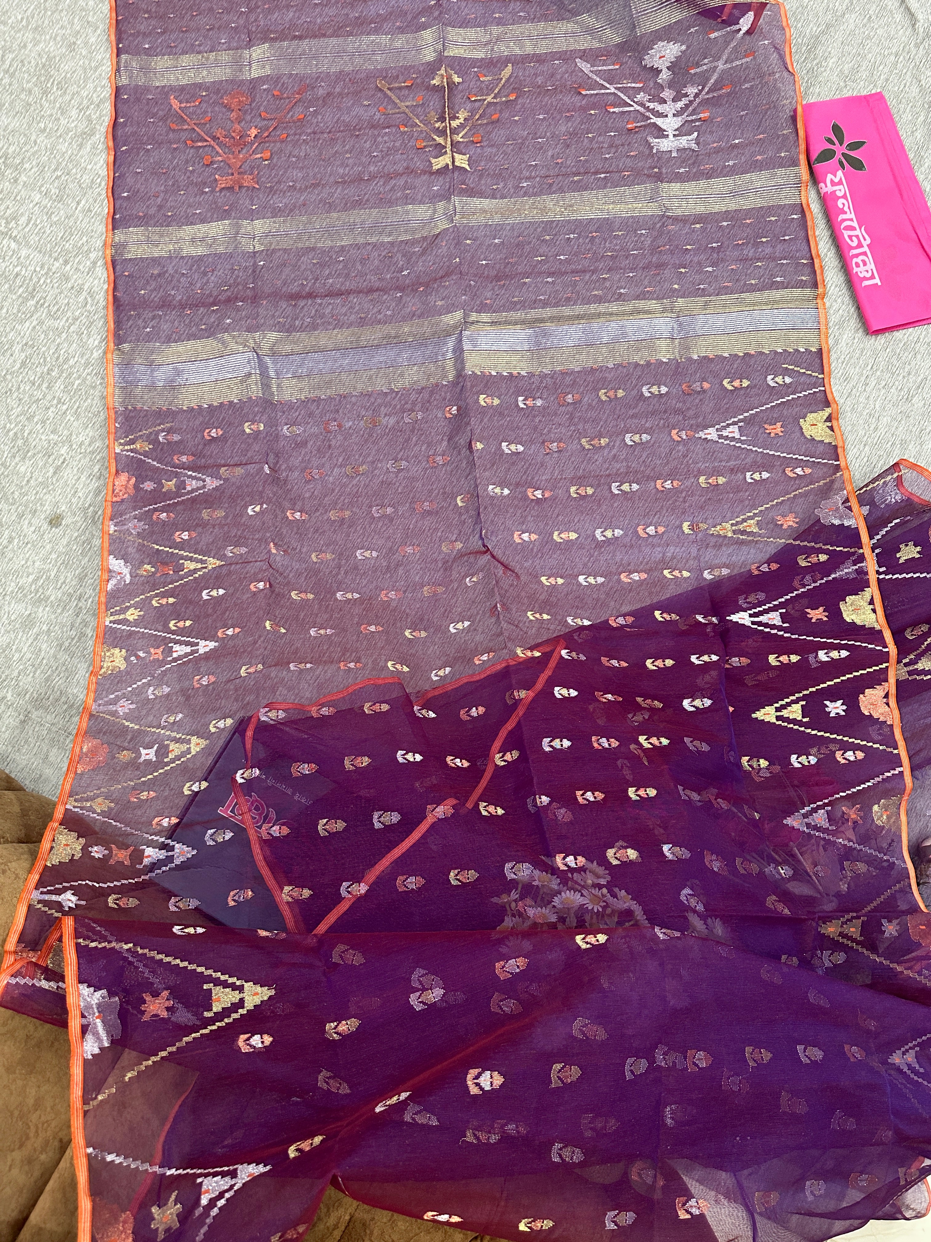 Purple jamdani