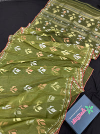 Raw Light Green Jamdani Saree