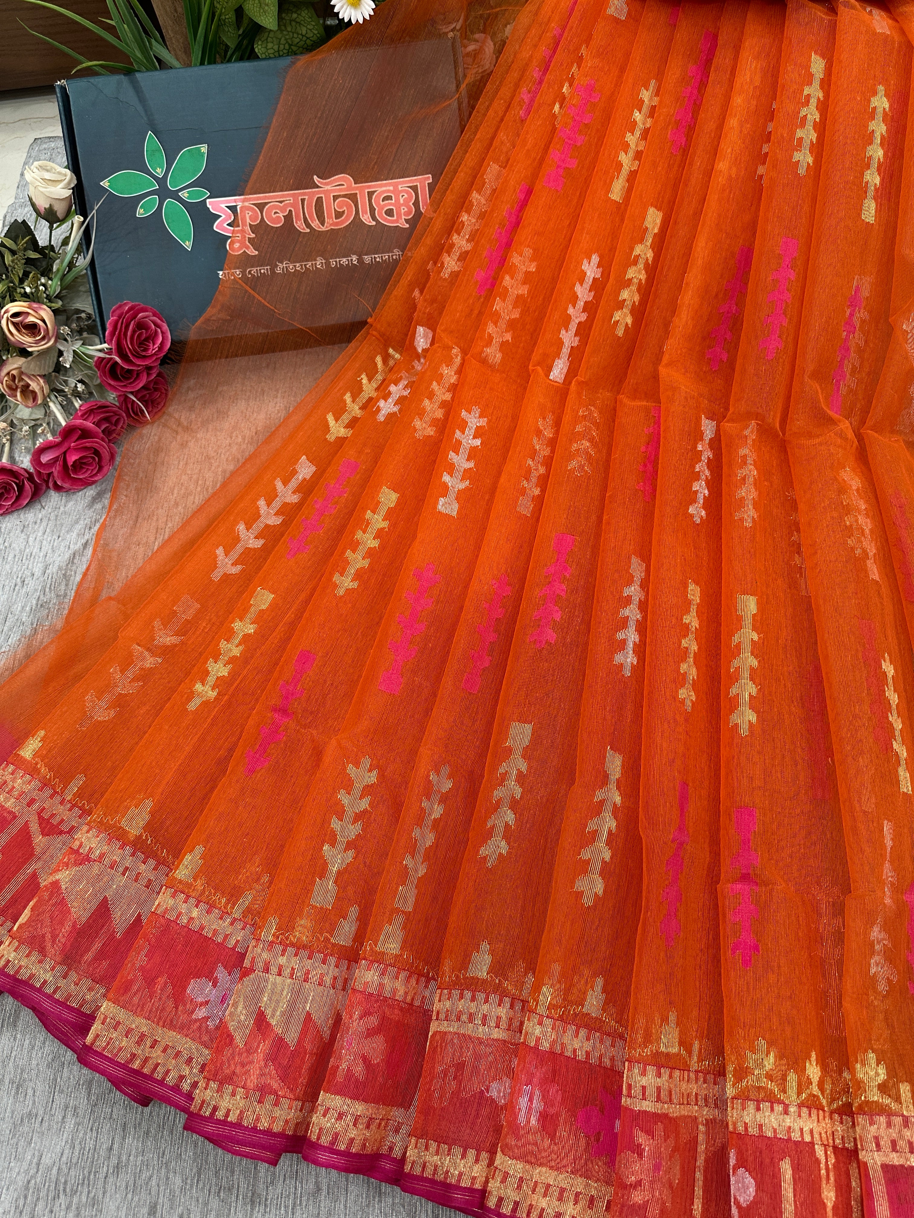 Orange Jamdani