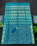 Sea green dual toned halfsilk jamdani with golden silver & copper jori work