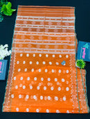 Orange Original Handloom Halfsilk Dhakai Jamdani Saree