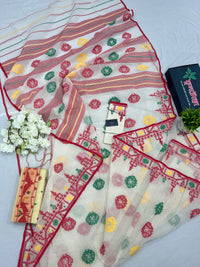 White multi cotton jamdani saree