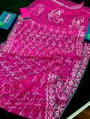 Vibrant Magenta With Intricate Silver Jori Work.