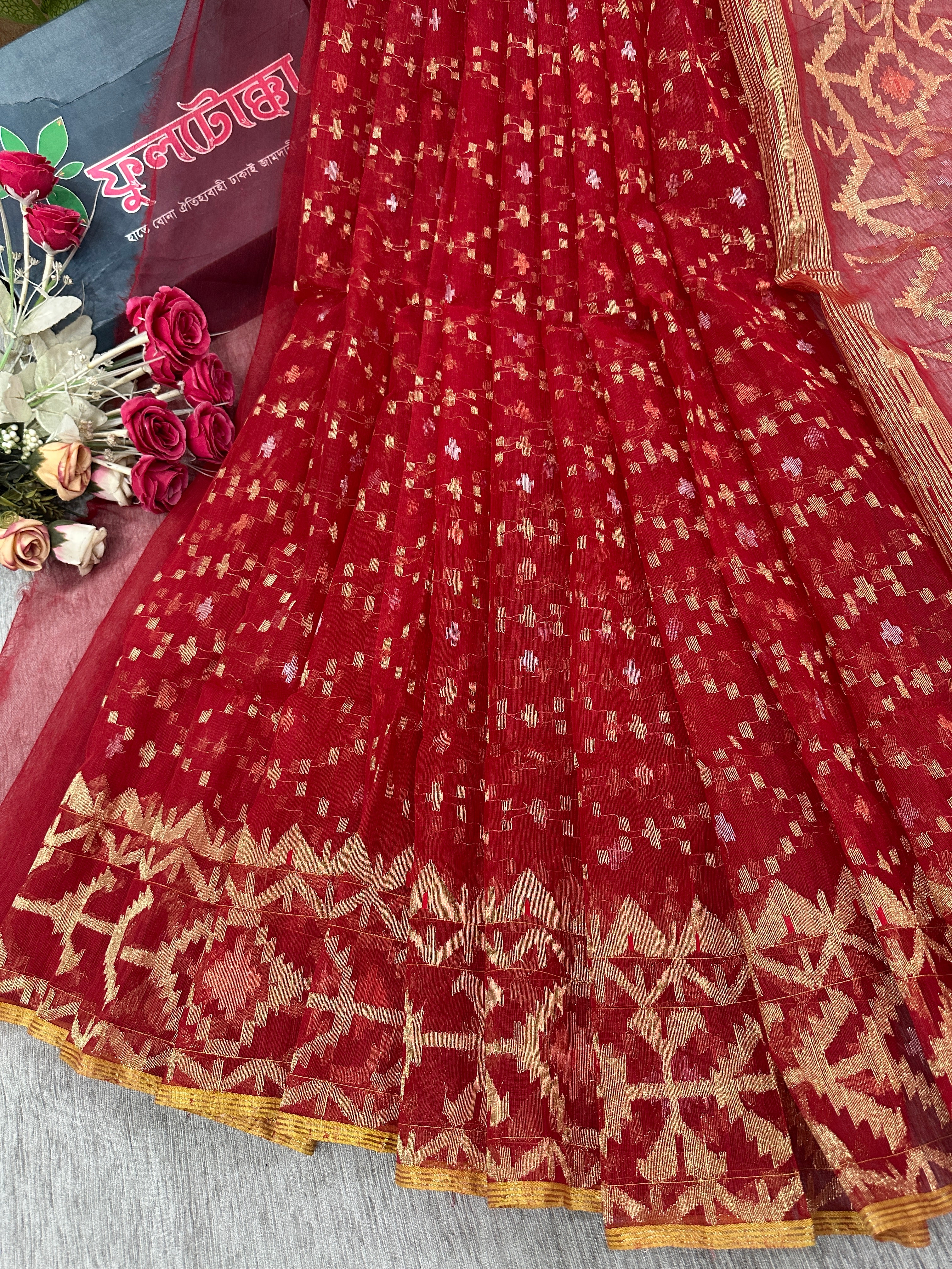 Bridal Red jamdani