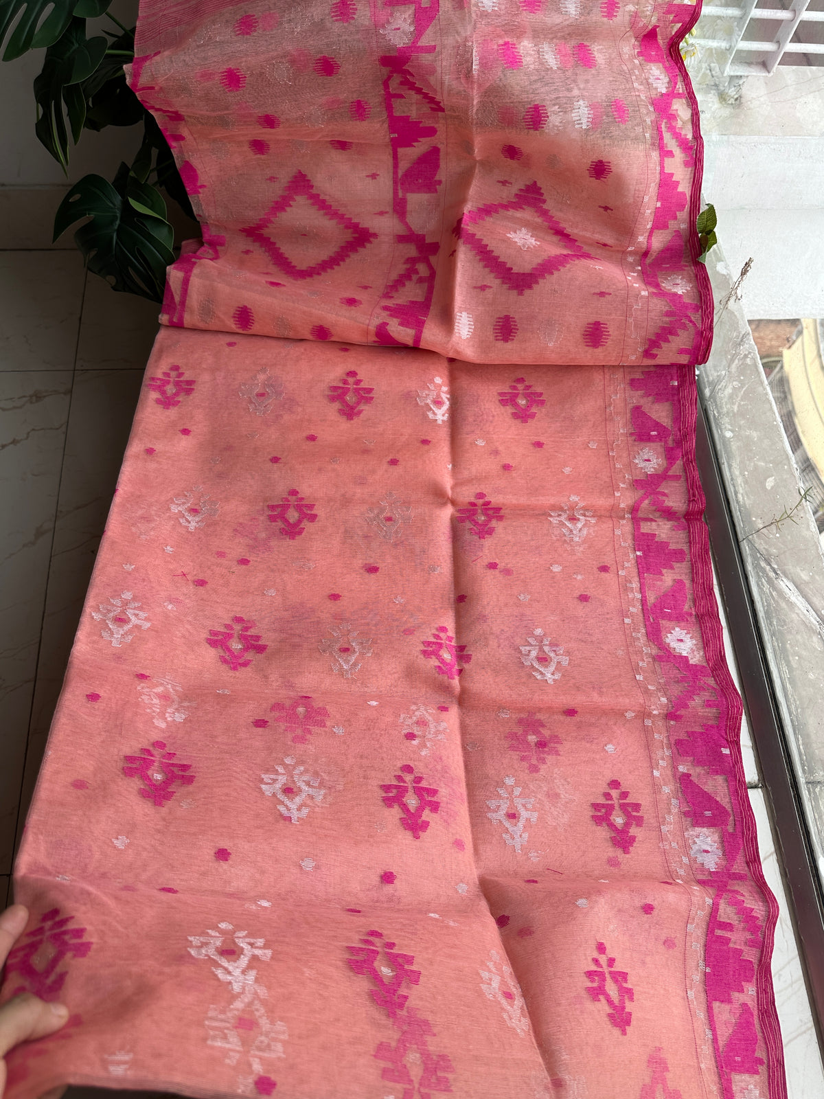 Pink jamdani