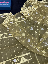 Unique colour Handloom Dhakai jamdani saree jamdani