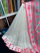 White & Red Original Handloom Cotton Dhakai Jamdani