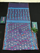 Purplish Blue dual toned jamdani saree with white pink blue threads work & blouse piece.