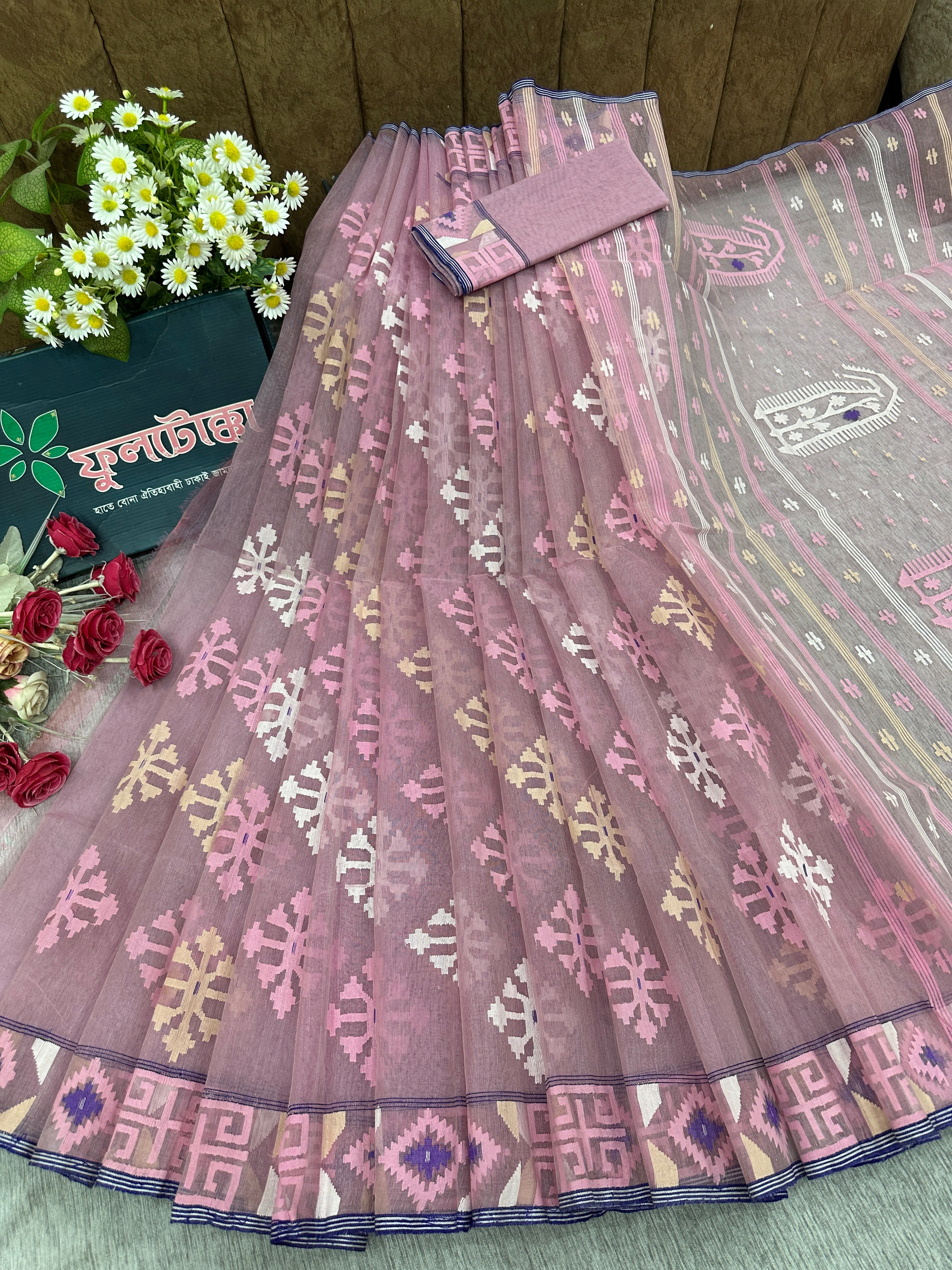 pink jamdani