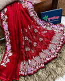 Maroon Muslin Saree