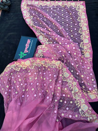 Pink Muslin Saree