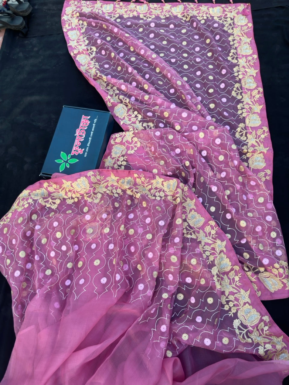 Pink Muslin Saree